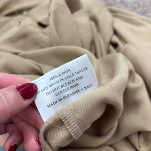 Style Park 1 Made in Bali Tan 100% Rayon Jumpsuit Boho Bohemian One Size - Picture 9 of 10